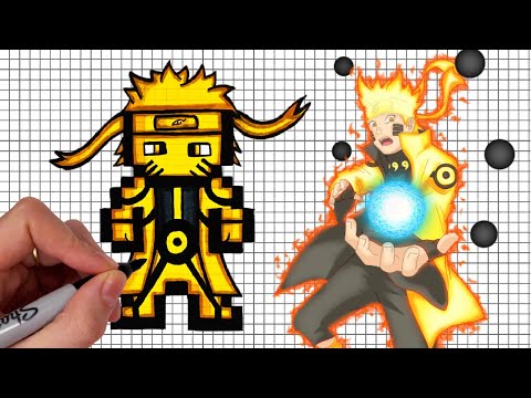 Comment Dessiner NARUTO MODE CHAKRA KYUBI Pixel Art [Manga - Animé]