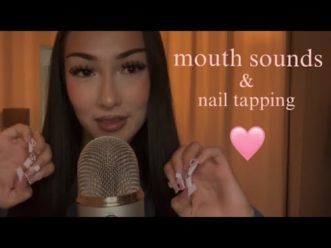 ASMR mouth sounds and long nail tapping 👄🩷