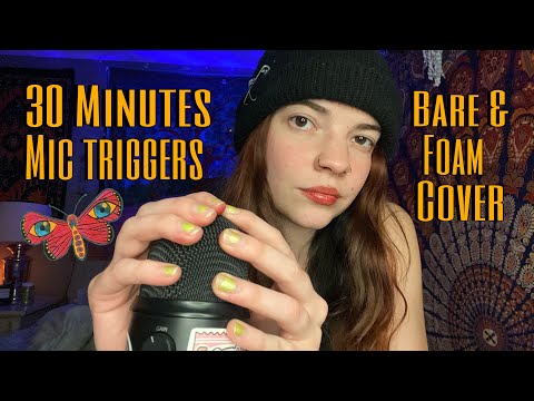 ASMR 30 Minutes of MIC GRIPPING + Scratching | Bare & Foam Cover Included for sleep & tingles 😴