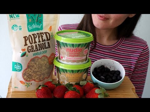 ASMR Eating Sounds: Yoghurt, Granola & Berries (Mostly No Talking)