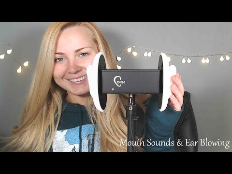 ASMR Up Close Mouth Sounds & Ear Blowing~