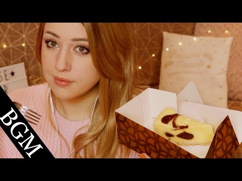ASMR/BGM 🍰 EATING CHEESECAKE in your ears 🍰 Sticky & Cheesy , Yum"