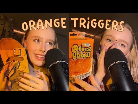 ASMR orange assorted triggers 🍊⁎⁺˳ | tapping with long nails, sticky tapping, tracing, scratching