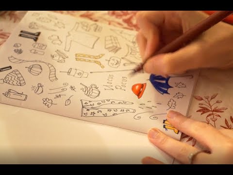 ASMR Nerdy drawing and colouring Halloween inspired things - NO TALK - Pen and paper