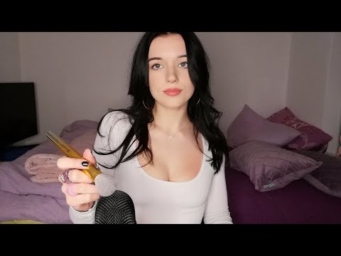 ASMR trigger words and mic brushing + hand movements