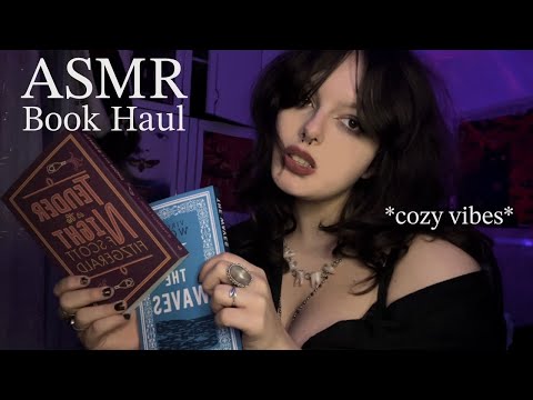 🕯️📚Book Haul ASMR | Tapping, Scratching, Gripping, Page Turning, Whispered Rambling, Calm & Cozy⋆⁺₊☾