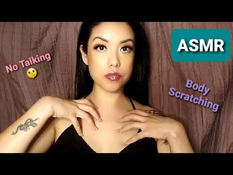 ASMR|🤫NO TALKING🤫Body Scratching Arms Shoulders Neck Scalp Applying Lotions Spray Nail Tapping