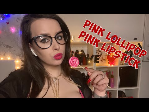 ASMR pink round lollipop + pink lips