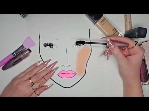 [ASMR] MAKE UP ON FACE CHART (touching, tapping, makeup sounds) to help you relax