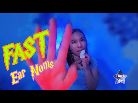 ASMR FAST EAR NOMS & HAND MOVEMENTS (w/ Tongue Fluttering & Panning) ⏩🤤 [DIY Ear Mic]