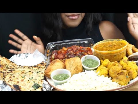 🌱Indian Food Feast! Chana Masala•Aloo Gobhi•Veg Manchurian•Onion Bajhi | Mukbang Eating  Show| ASMR