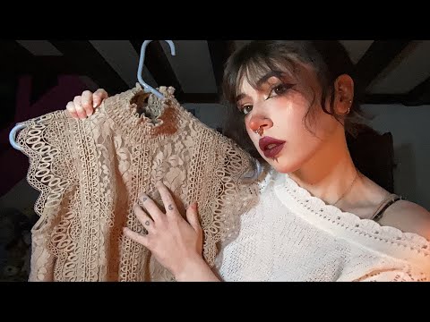 Thrift Store Haul Try-On ASMR | Fabric Scratching, Fabric Sounds, Whispering