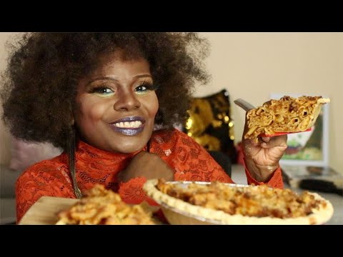 My Mother's Meat Pasta Cheese Pie ASMR Eating Sounds