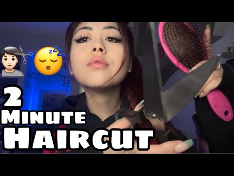 ASMR 2 minute haircut roleplay 💇🏻😴 (fast & aggressive, soft spoken)