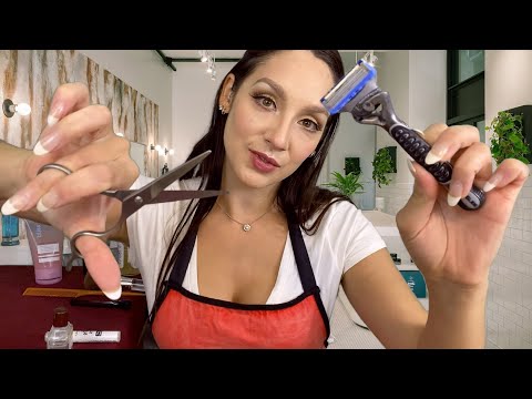 ASMR - MEN'S Haircut And Shave Role Play, Scissor And Shaving Sounds