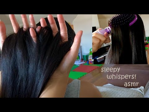 ASMR *SO Sleepy Whispers* Brushing Out Knots Then RUNNING MY FINGERS THROUGH HER SILKY SMOOTH HAIR!!