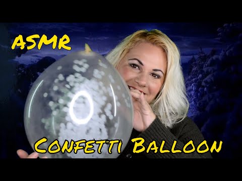 ASMR Blowing/deflating a Clear Confetti Balloon