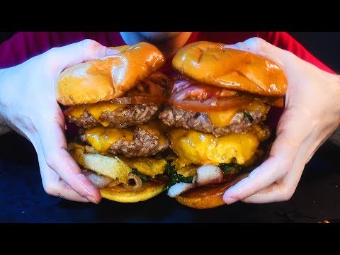 2X GIANT BACON DOUBLE CHEESE BURGERS DELUXE ! * MUKBANG * NOMNOMSAMMIEBOY