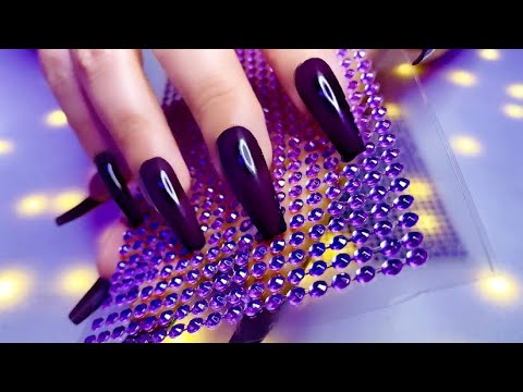 ASMR ✨All Rhinestones & Whispers✨ (Tapping and Scratching on Different Textures)