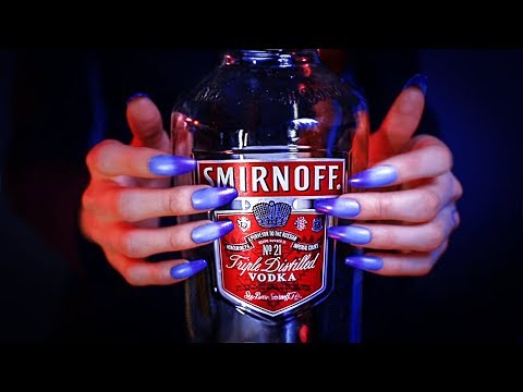 ASMR with GIANT VODKA SMIRNOFF BOTTLE 🍾 glass tapping, scratching and lid sounds