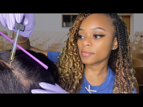 ASMR |📚Girl Who Sits Behind You In Class Does Your Lice Check With Oil Treatment | Scalp Scratching