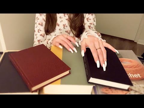 ASMR 1H Gentle Scratchy Tapping on Hardcover Books 📚 (whispered)