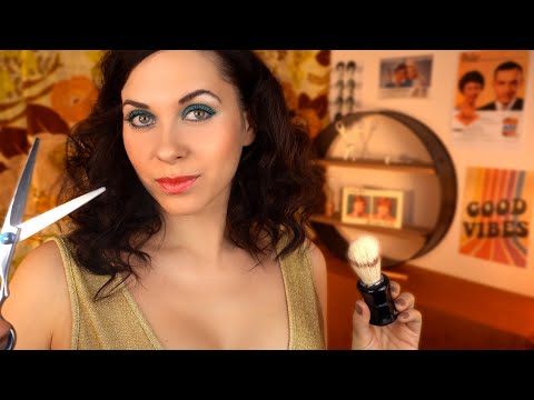ASMR 70's ✂️Realistic Men's Haircut and Shave 🪒 Barbershop roleplay