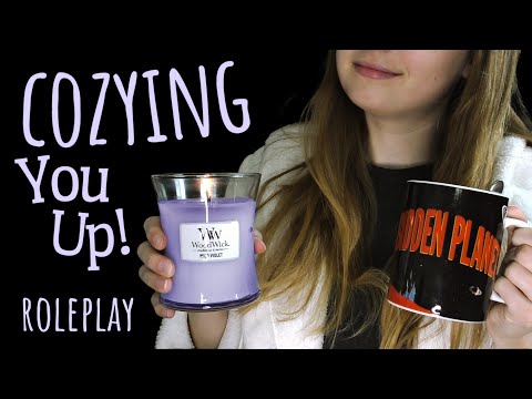 ASMR Roleplay | Friend Cozies You Up on A Cold, Cloudy Day (tapping, page flipping, candle burning)