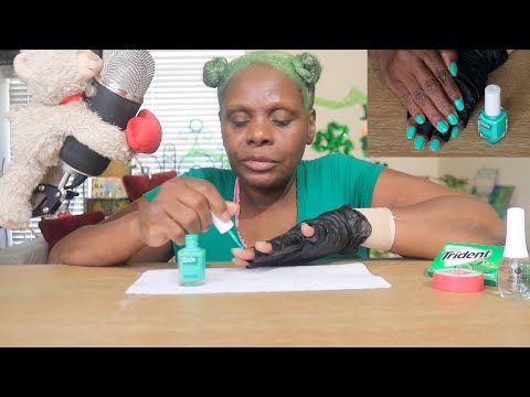 Painting My Nails Green EDIE LACQUER COLOR CLUB POLISH ASMR TRIDENT