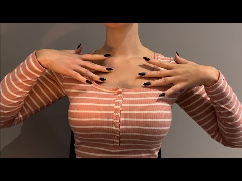 ASMR | fabric scratching sounds with collarbone tapping (no talking)