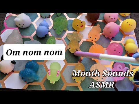 ASMR Om Nom Nom Mouth Sounds (wet and dry) Feeding the Mochis (looped)
