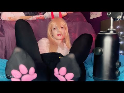 ♡ ASMR Stockings & Cloth Scratching / Chainsaw Man Power Cosplay