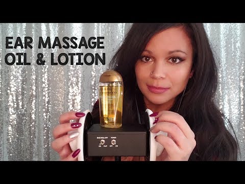 ASMR 3Dio Oil & Lotion Ear Massage✨Touching, Rubbing, Tapping & Sweet Whispering✨