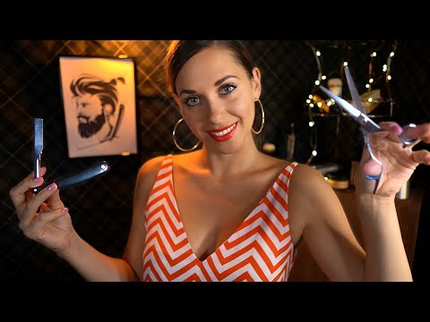 ASMR Sleep Inducing Haircut, Massage, Shave, Roleplay,  Personal Attention