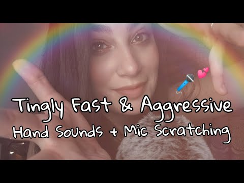 ASMR Fast & Aggressive Hand Sounds, Hand Movements, & Mic Scratching [WITH & WITHOUT fluffy cover]