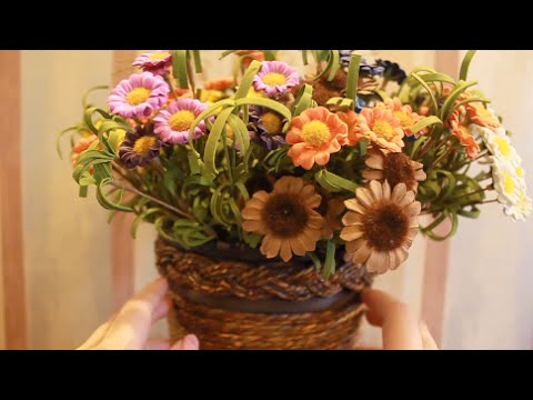 ASMR playing with mini zen garden, flowers and reading letter
