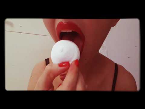 ASMR licking marshmallow sucking