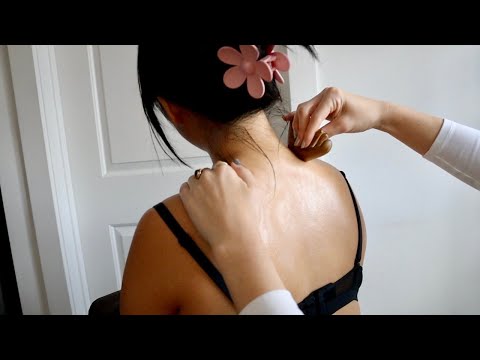 ASMR | Oil back scratch & shoulder massage with Bri (no talking)