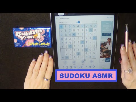 ASMR Intense Gum Chewing Sudoku on iPad | Bubble Yum Cotton Candy | Whispered Ramble