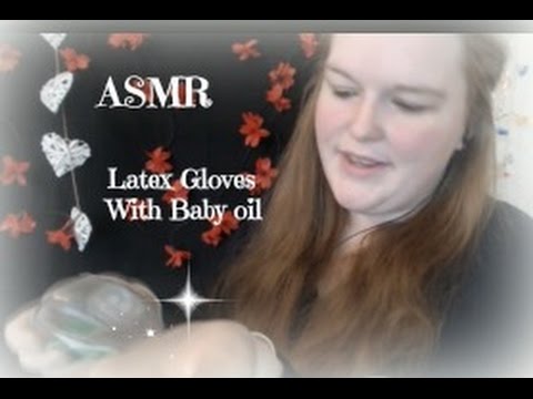 ASMR 🙌 Latex Gloves With Baby Oil & Whispering💜Tingly!
