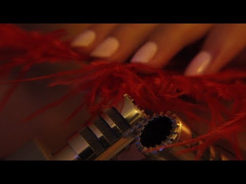 ASMR. Feather Tickling / Touching the Microphone with Close Whispers and Crinkles