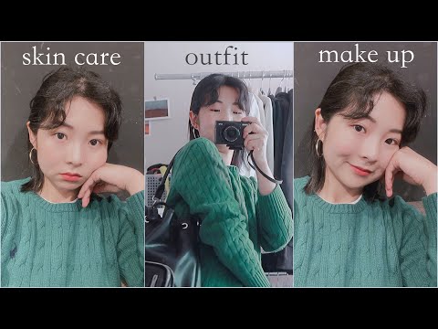 [한국어 Korean ASMR] 스킨케어&메이크업&데일리룩 같이 준비해요 skin care, make-up,ootd (layered sounds)