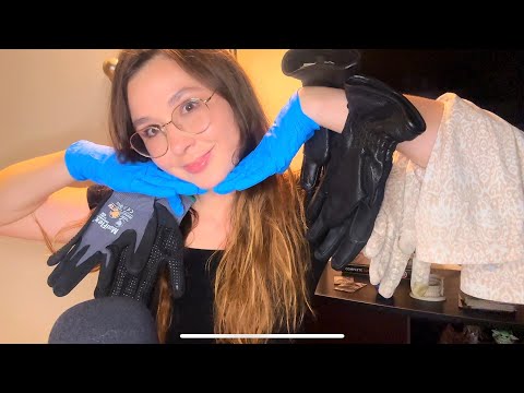 asmr glove sounds part 2🧤medical, leather, garden, UPF gloves and hand movement