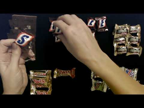 ASMR | Sorting Mini Candy Bars (Crinkle & Whisper)