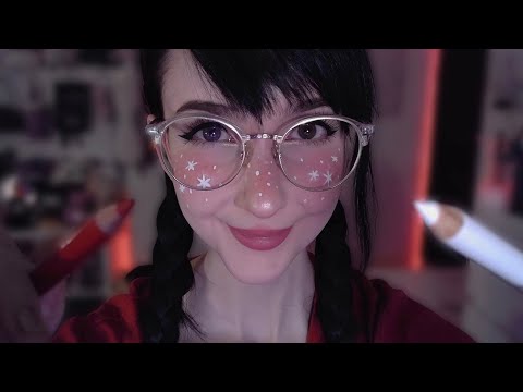 ASMR ☾ drawing little things on your cute face ❄️ christmas party roleplay ✨