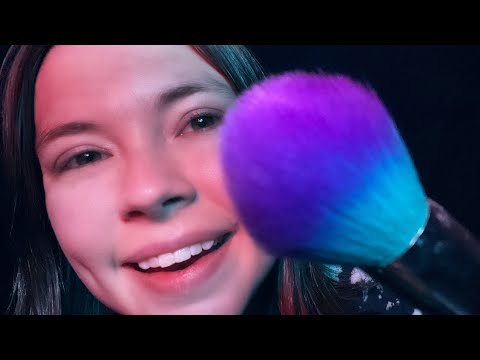 ASMR Face Brushing With Soft Whispers and Inaudible Whispers
