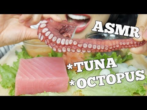 ASMR RAW Octopus + Tuna Sashimi (SAVAGE EATING SOUNDS) No Talking | SAS-ASMR