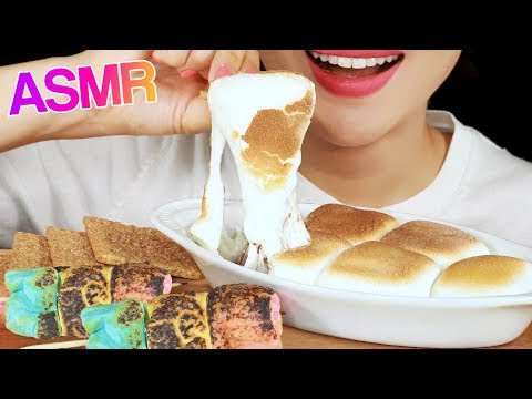 ASMR TOASTED MARSHMALLOWS S'MORES DIP *FLUFFY SOFT CRUNCH* EATING SOUNDS MUKBANG