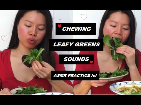 Chewing LEAFY GREENS Sounds ASMR practice lol (CRUNCHING SOUNDS)