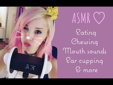 ASMR ♡ Eating Chewing // Mouth sounds // Ear cupping - intense